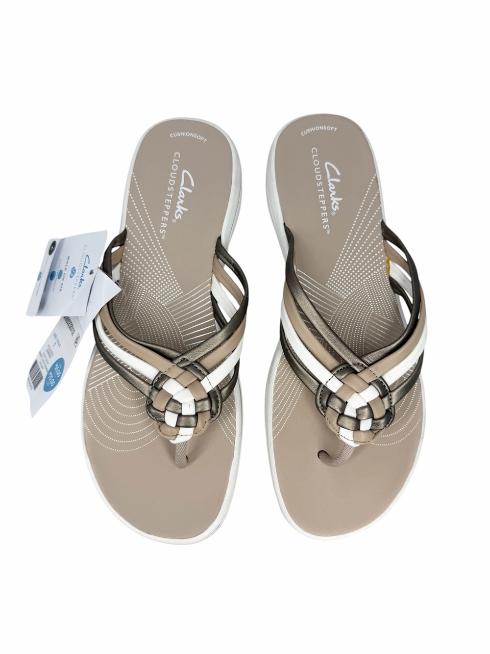Clark's Cloudsteppers Breeze Coral Thong Sandals Brown Metallic Combo Size 7M